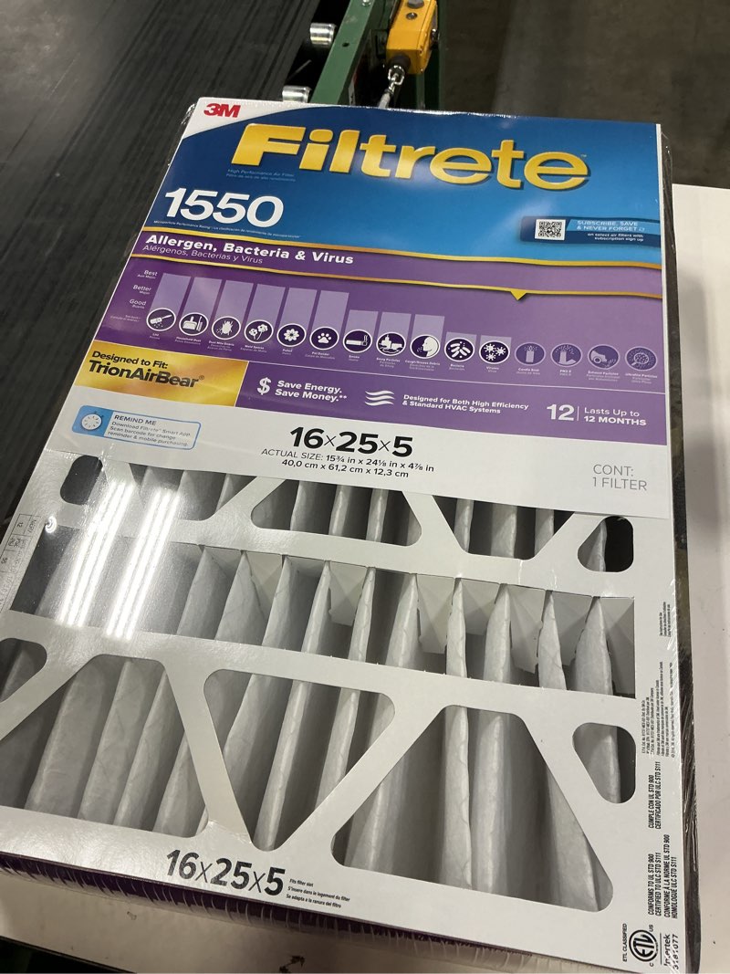 Condition photo showing New/Like New for minnesota mining lowedp015in2 filtrete 1550 mpr ultra allergen: 16-in x 25-in x 5-in 1 pack