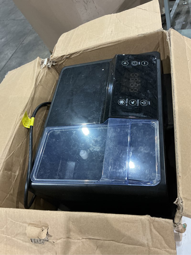 Condition photo showing As Is for luma nugget countertop ice maker, 44 lbs in 24 hours, black stainless steel ice machine, perfect for home bar, kitchen countertop, rv, home office