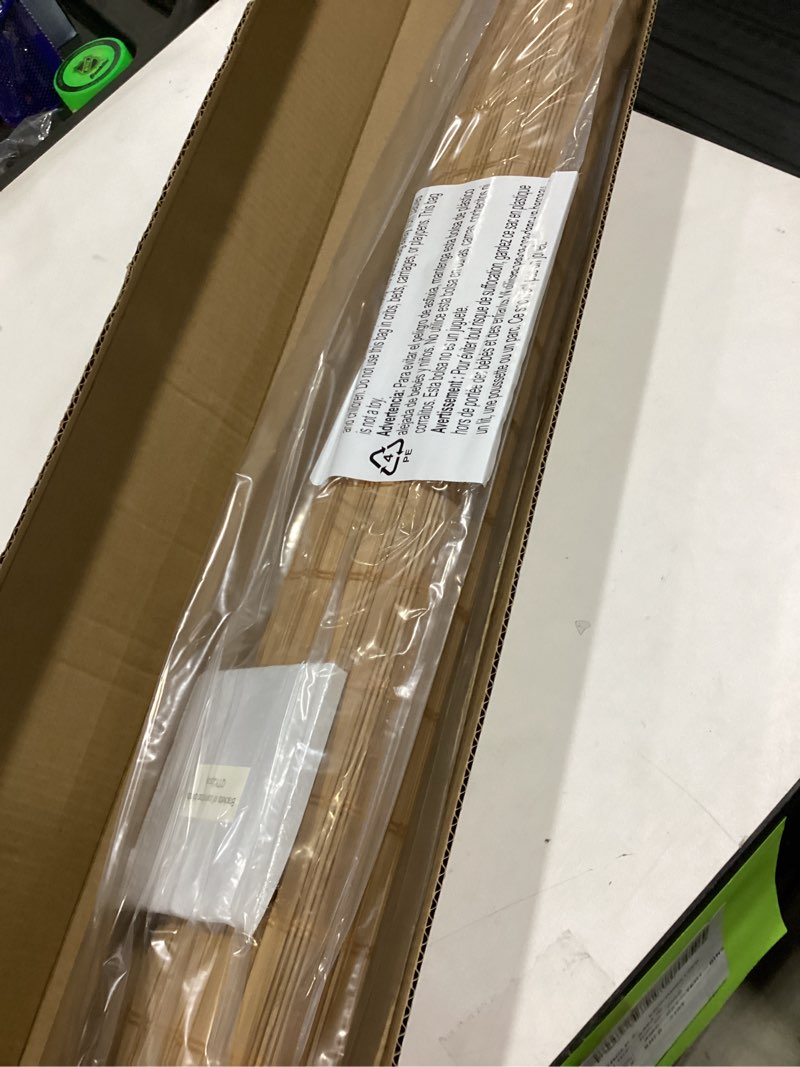 Condition photo showing Good Condition for LazBlinds No Tools No Drill Bamboo Roller Shades, Cordless Bamboo Blinds, Light Filtering Roll Up Blinds for Windows, French Door, Porch or Patio, 36'' W x 64'' H, Squirrel Squirrel 36'' W x 64'' H