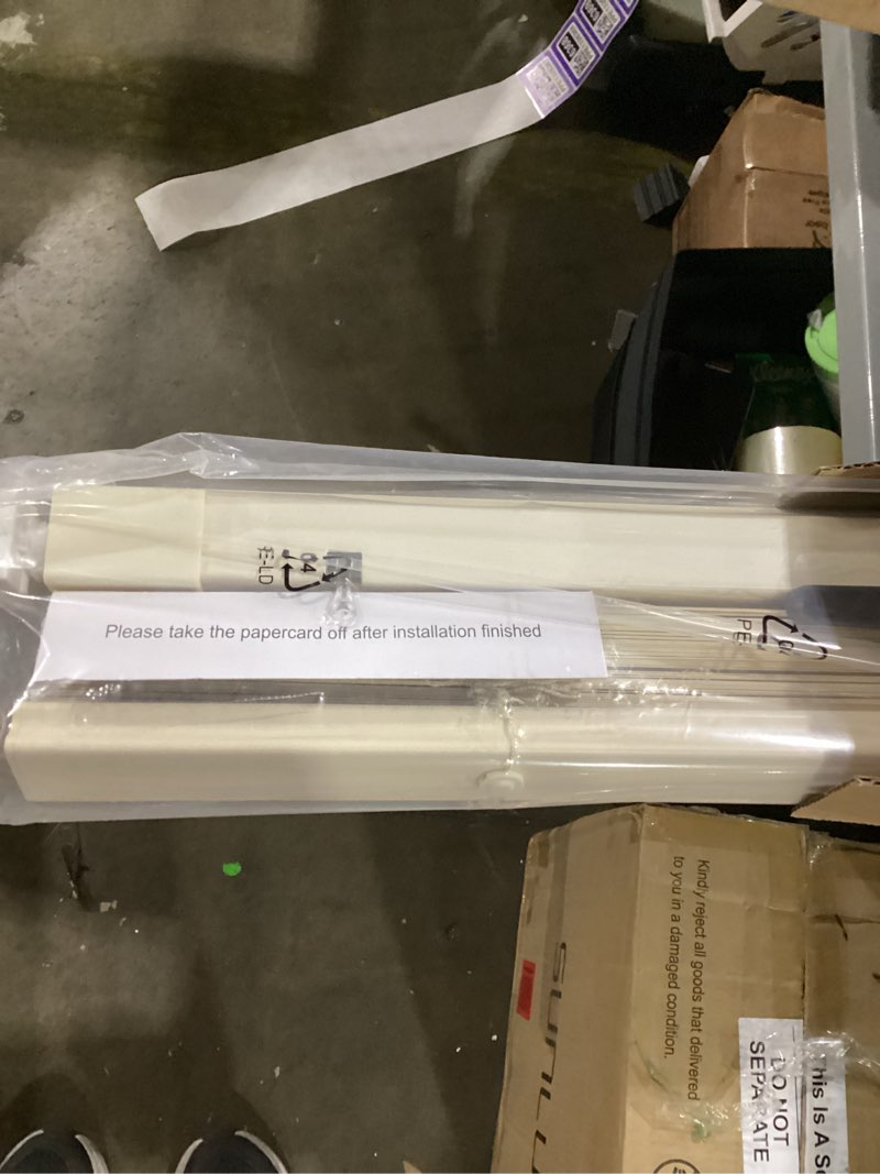 Condition photo showing New/Like New for lazblinds no tools no drill 1" vinyl mini blinds, cordless blinds for windows, light filtering horizontal window blinds & shades, 27" w x 64" h, cream cordless-cream 27" w x 64" h