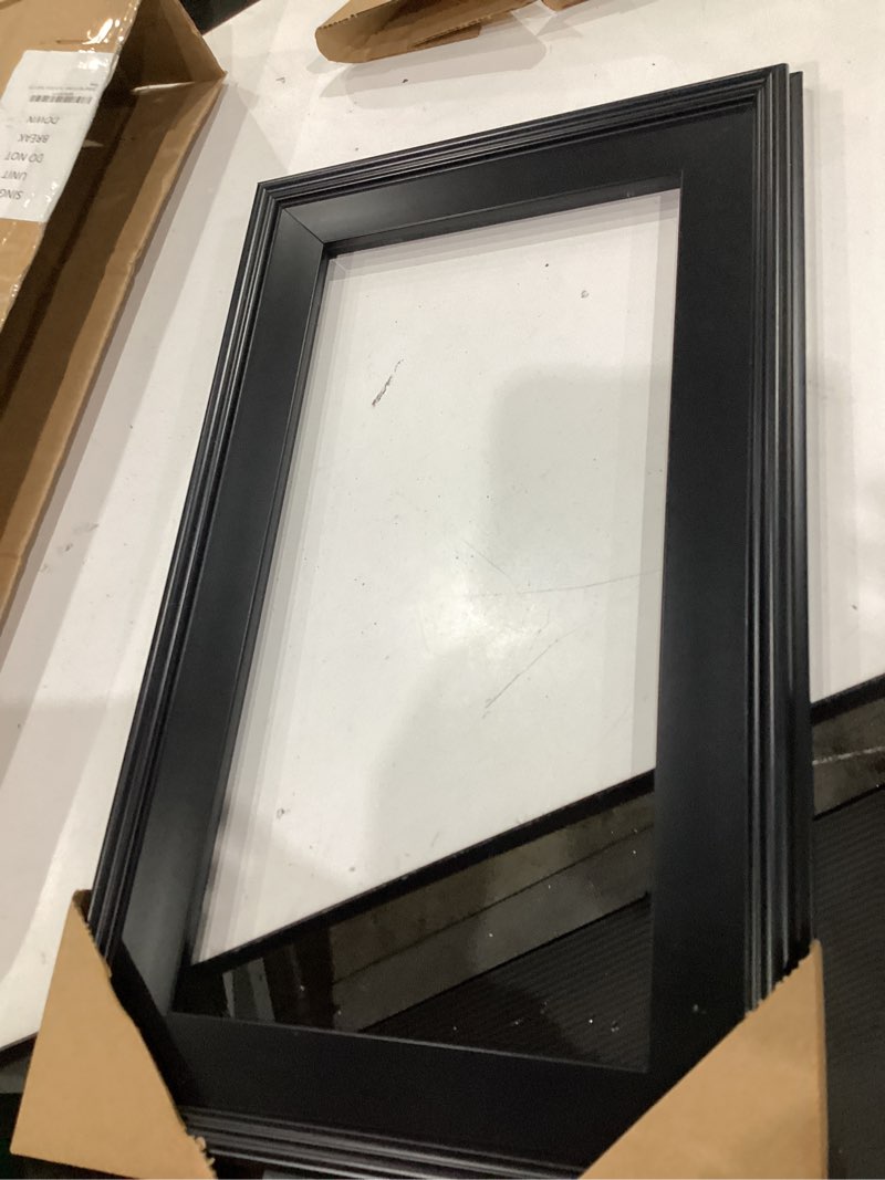 Condition photo showing As Is for cardinali plein aire frame, black 10x20-3" wide moulding with raised edge - no glass or backing - 1/2" rabbet depth - timeless frame for canvas - made in usa black 10x20" single