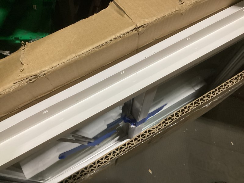Condition photo showing As Is for neatiease basement window, 32" x 22" heavy duty vinyl sliding windows with double pane insulated tempered glass and fiberglass screen for basement, bathroom, garage, shed, home replacement (white) 32"x22"