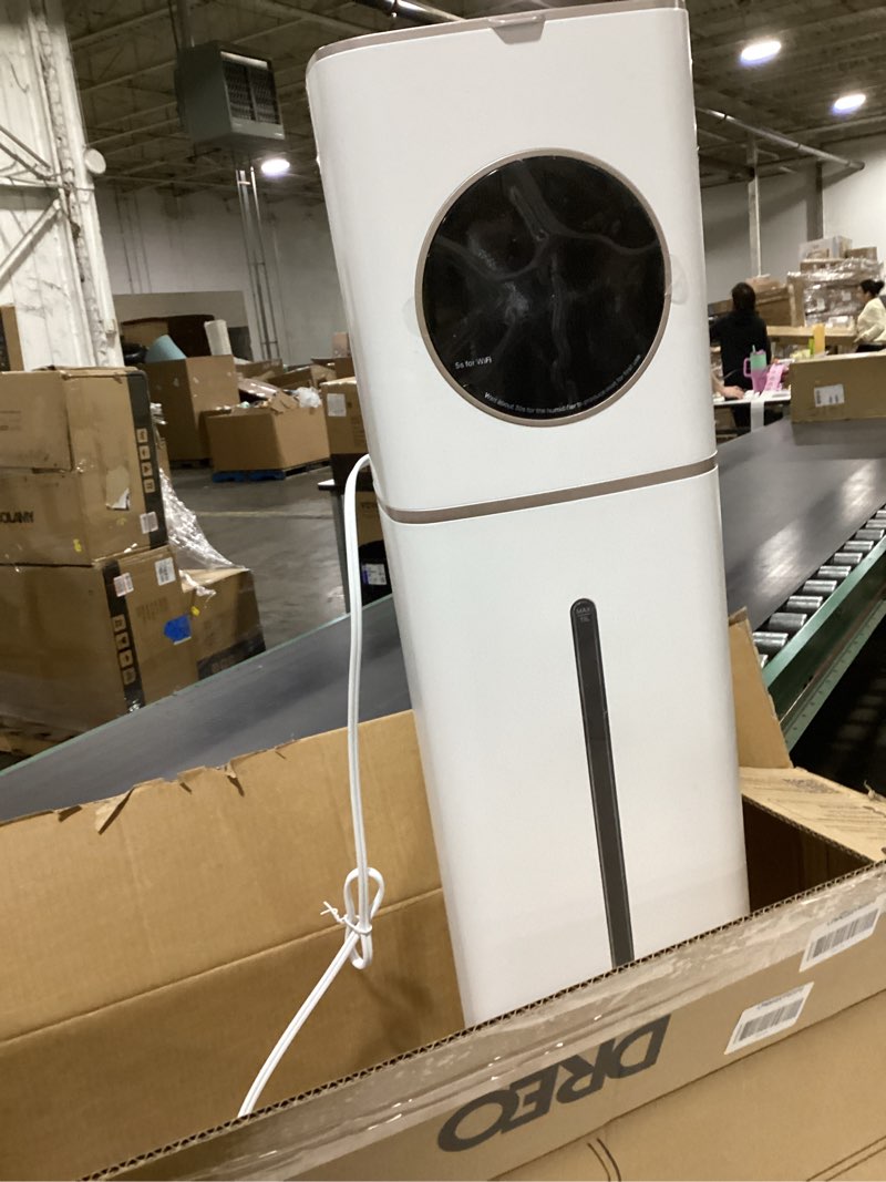 Condition photo showing As Is for Dreo HM735S 11L Smart Humidifier Large Room 700 ft², 100H Cool Mist Air Humidifiers for Bedroom, Top-Fill Self-Cleaning Tank, 26dB, Auto Mode, Aroma Box, RGB Light, Remote & APP Control, Baby, White