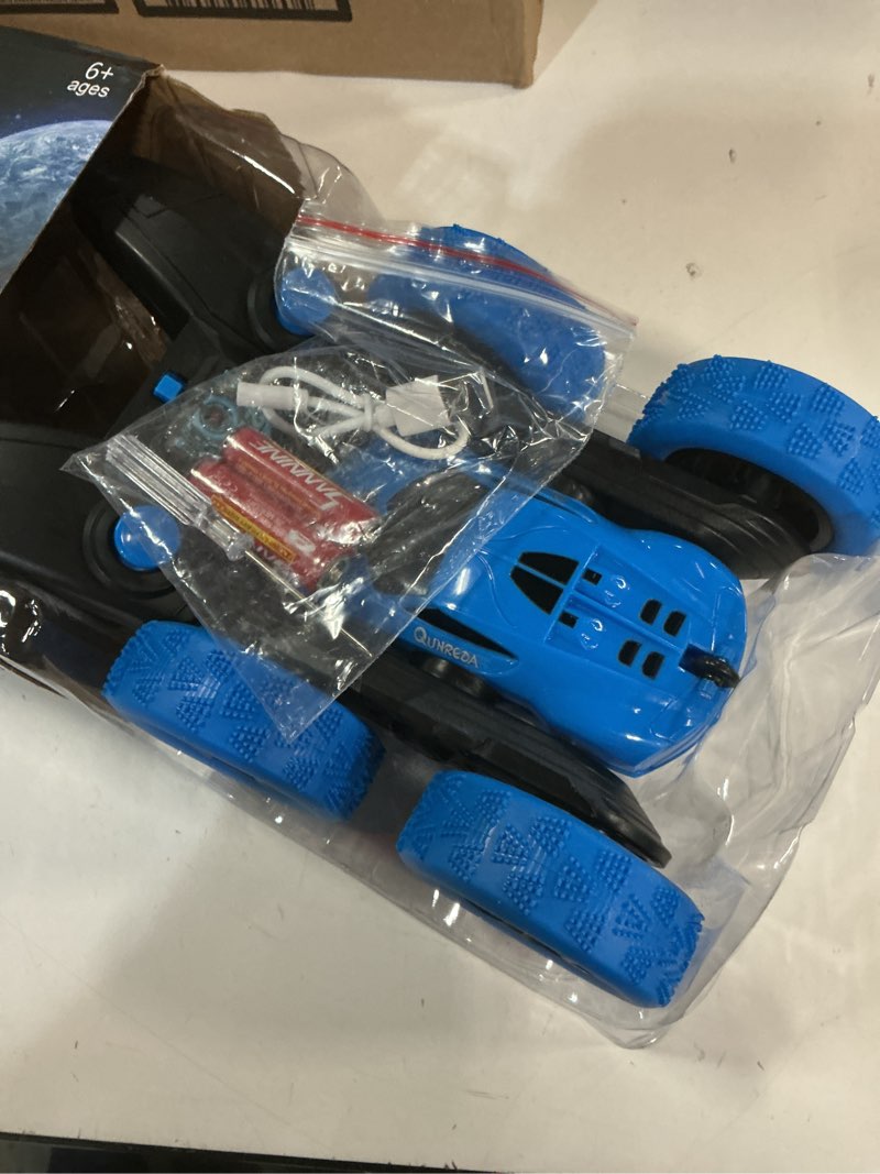 Condition photo showing New/Like New for remote control car, rc cars toys for kids ages 6-12, 4wd stunt car with led lights & 360° flips, 2.4ghz, upgraded usb-c modular batteries, 8-10 year old boys birthday gift 1-blue