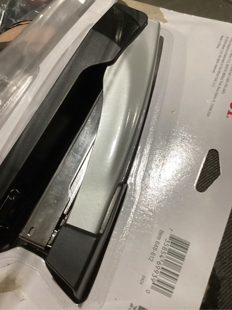 Condition photo showing Good Condition for office depot brand full-strip metal desktop stapler, 25 sheets capacity, silver