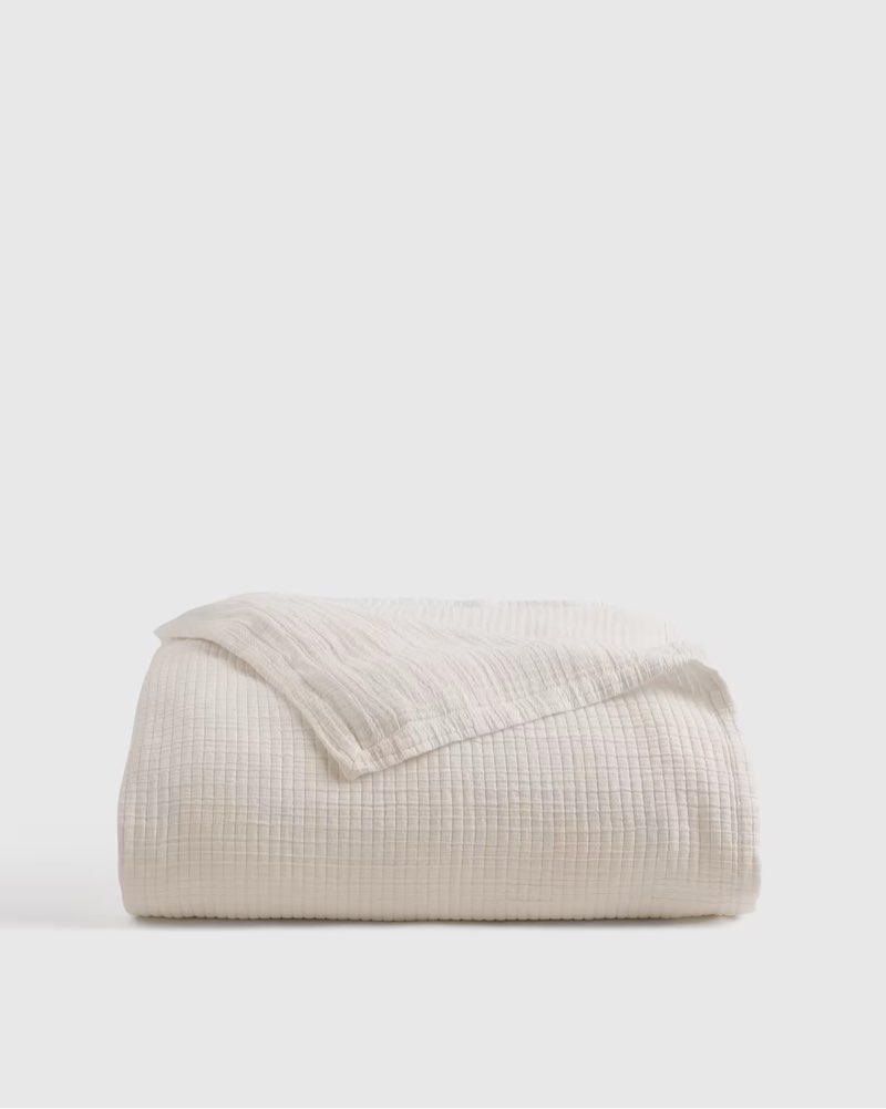 Quince Organic Ribbed Cotton Coverlet Size King/Calking  Ivory