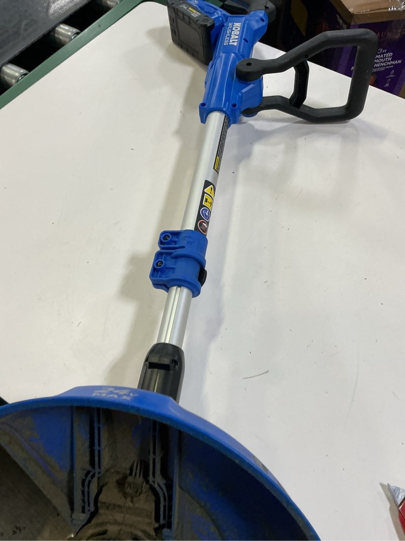 Condition photo showing As Is for kobalt 24-volt 12-in telescopic shaft battery string trimmer edger conversion capable 3 ah (battery included) (charger not included)