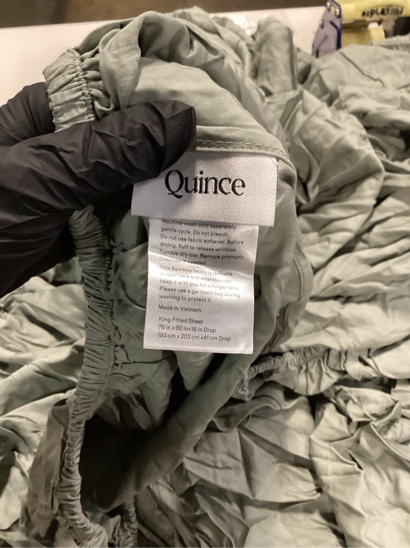 Condition photo showing As Is for bamboo sheet set, king, eucalyptus