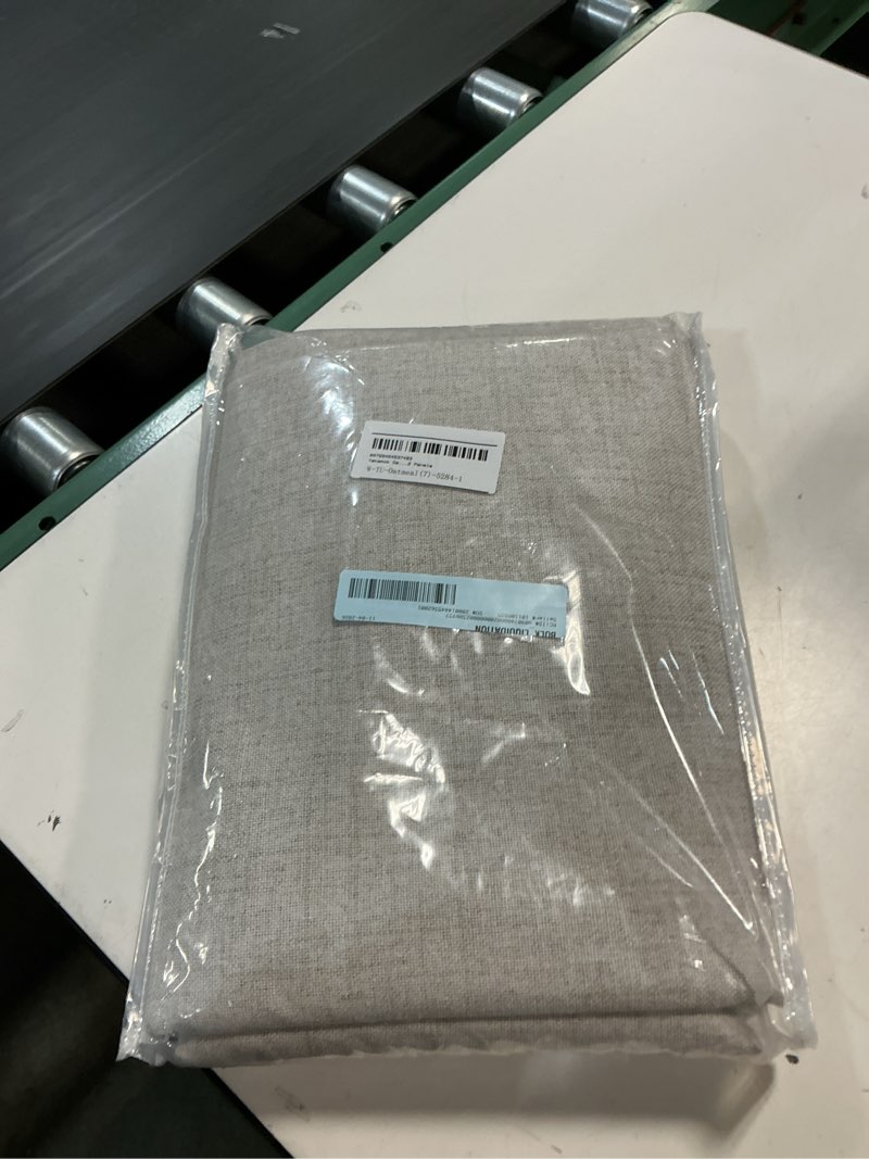 Condition photo showing New/Like New for yakamok oatmeal 100% blackout natural linen curtains 84 inches long for living room  room darkening textured curtains for bedroom with white liner 2 panels