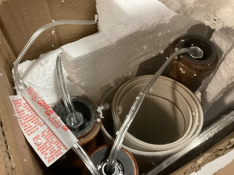 Condition photo showing As Is for BOBOMOMO 62" Rustic Floor Lamp for Living Room, Retro Farmhouse Floor Lamp Rotary Switch, Resin Standing Lamp for Living Room, Corner, Dining Room, Bedroom, House Light Walnut 62"