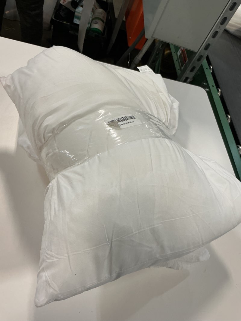 Condition photo showing As Is for Utopia Bedding 18x18 Pillow Inserts, Set of 2, White – Indoor Decorative Throw Pillows for Bed, Sofa & Couch – Soft, Supportive & Fluffy Cushion Inserts White 18x18 Inch