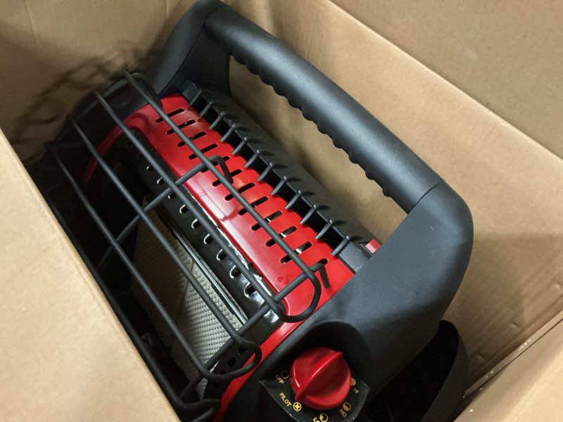 Condition photo showing As Is for Mr. Heater 18,000-BTU Portable Radiant Liquid Propane Heater