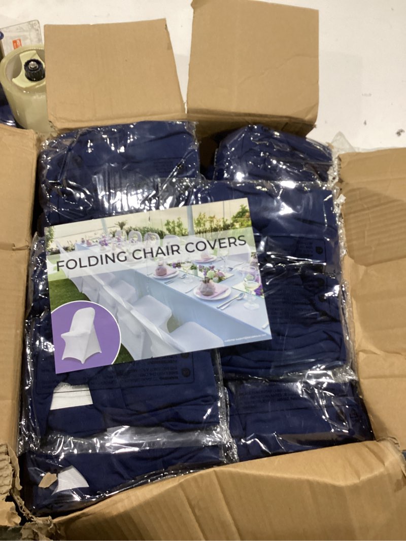 Condition photo showing Good Condition for babenest spandex folding chair covers upgraded universal stretch washable fitted chair slipcovers protector for wedding, holidays, banquet, party, celebration (30, navy blue) navy blue 30pcs