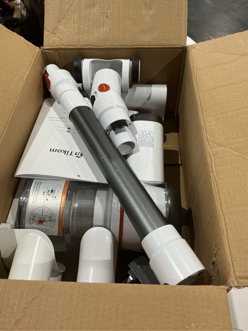 Condition photo showing Good Condition for tikom v500 cordless vacuum cleaner for home, 40000pa/450w stick vacuum with led touch screen, charging wall dock, anti-tangle, lightweight handheld vacuum for pet hair, hard floor, carpet orange&white