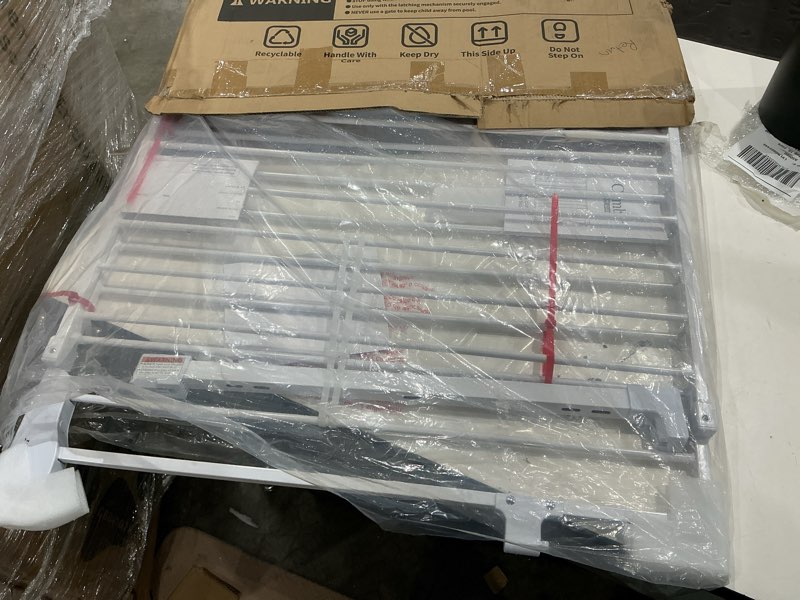 Condition photo showing Good Condition for cumbor 29.2–43" baby gate for stairs, hardware mounted (drill required), expandable no bottom bar dog gate, auto close extra wide walk thru, pet & toddler proof gate, top & bottom of stairways (white) white hardware mounted only (no bottom bar) 29.2"-43" w x 28" h