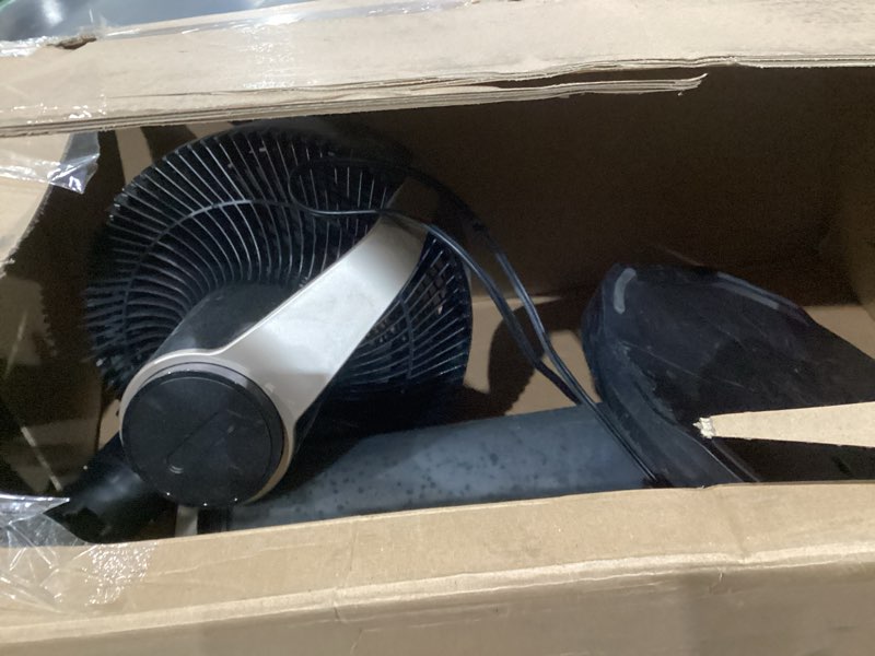 Condition photo showing As Is for shark flexbreeze pro mist fan — indoor & outdoor, integrated misting, pedestal to tabletop, corded or cordless, up to 24-hr battery, oscillating, charcoal grey, fa302 (2025 release) flexbreeze promist(portable tank)-grey