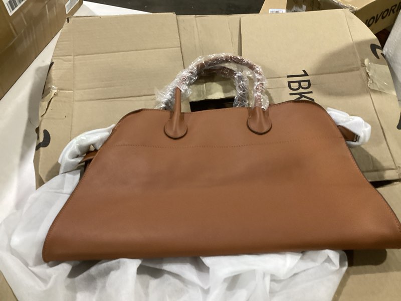 Condition photo showing As Is for vegan leather tote bags for women large tote retro top-handle bag trendy work bag pu leather purses 15.3" x 8.6" x 10.2" brown