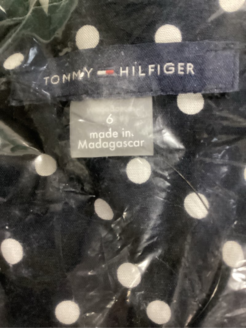 Condition photo showing Good Condition for Tommy Hilfiger Womens Fit and Flare Short Sleeve Shirt Dress 6 Sky Captain/Bright White