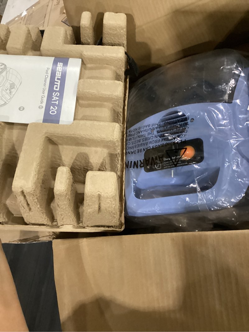 Condition photo showing New/Like New for (2026 upgrade) robotic pool cleaner, pool vacuum for inground pools, cleans pool floors, walls & waterline, pools up to 2100 sq.ft, 190 min light blue