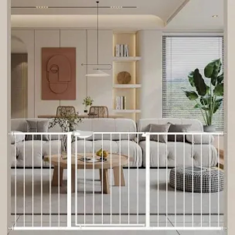 WAOWAO Triple Lock 68.11-75.98\" Baby Gate Extra Wide Pressure Mounted Walk Through Swing Auto Close