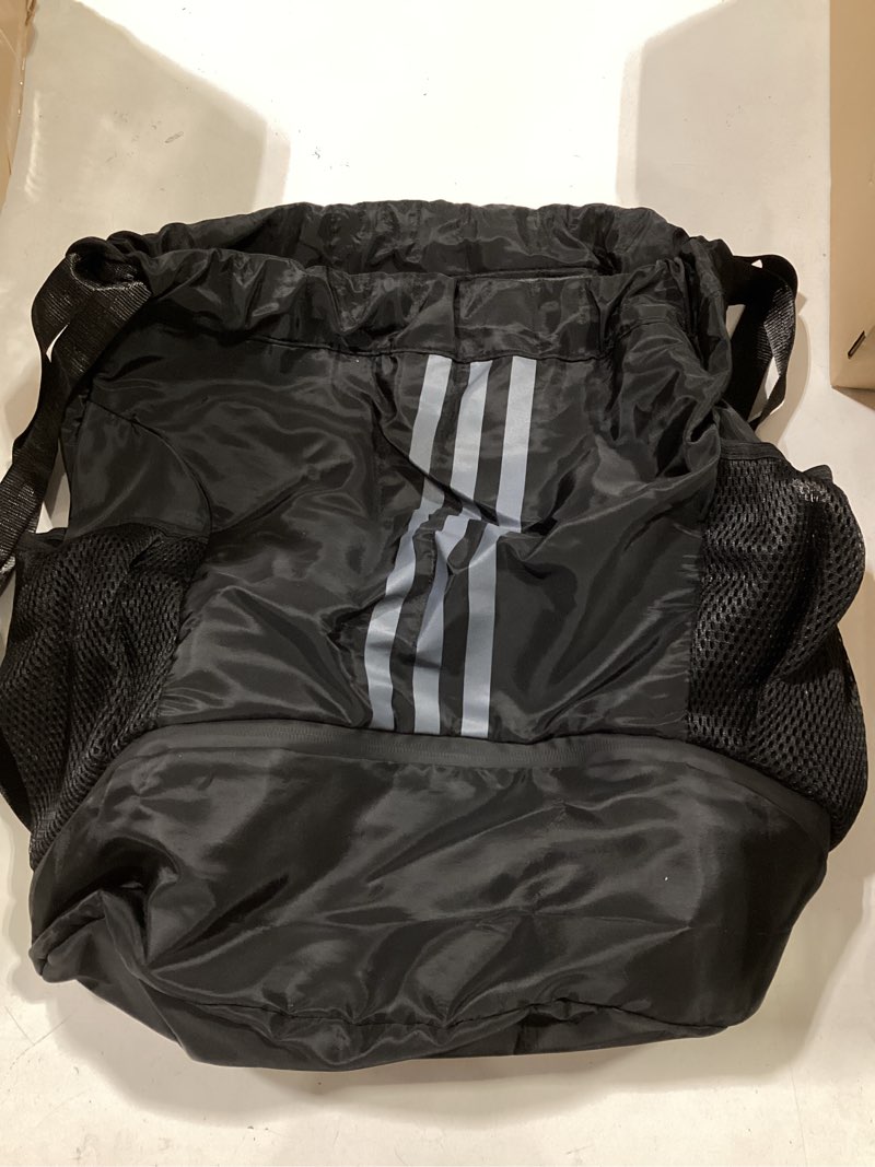 Condition photo showing Good Condition for soccer bag, youth drawstring backpack for volleyball basketball sports | with 1 shoes compartment 1 wet&dry pocket 2 side mesh pockets 2 zipper pockets bag for gym training swimming back to school black