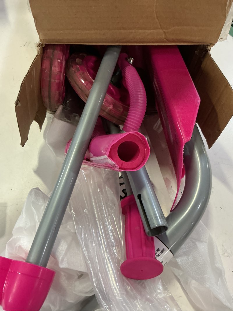 Condition photo showing As Is for razor jr. lil’ kick – 3-wheel kick scooter for younger children (ages 3+), max rider weight 44 lb (20 kg) pink scooter