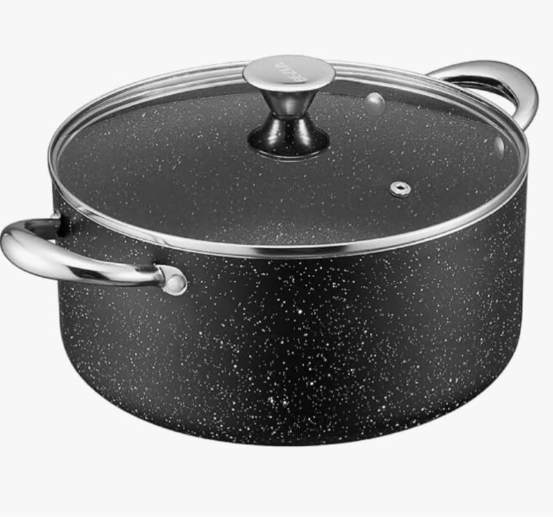 bezia large 10 quart nonstick stock pot with lid, induction cooking pot soup pot, non-toxic and oven