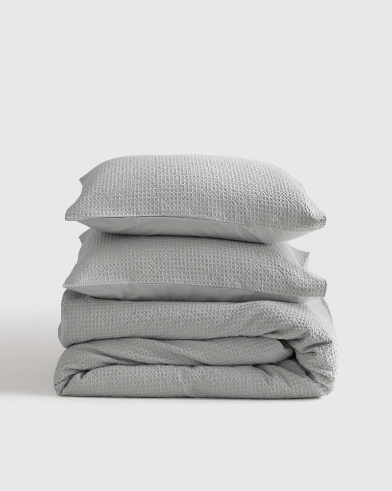 quince organic luxe honeycomb duvet cover set