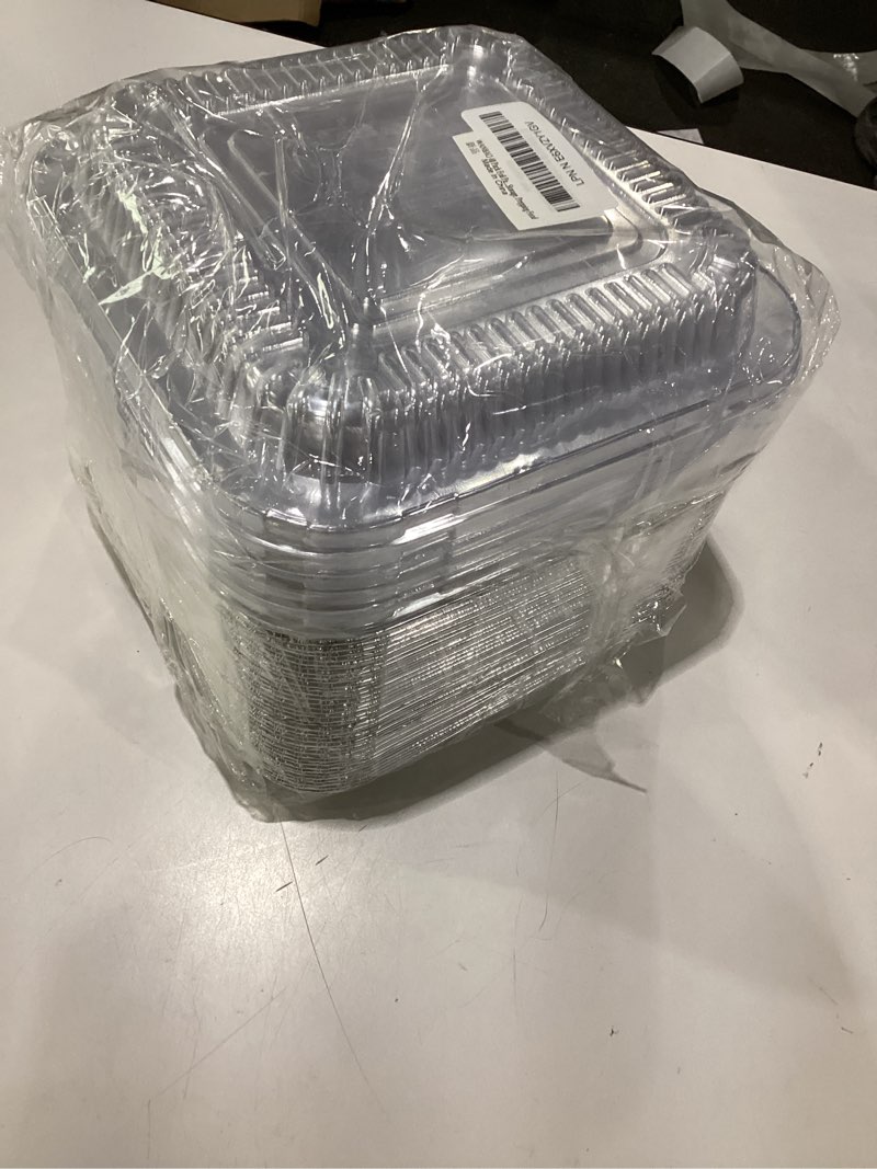 Condition photo showing New/Like New for wanbao 40 pack aluminum tin foil baking pans with plastic lids 8 x 8 inch | disposable foil pans meal prep for catering, baking cakes, breads, brownies, bread, meatloaf, lasagna