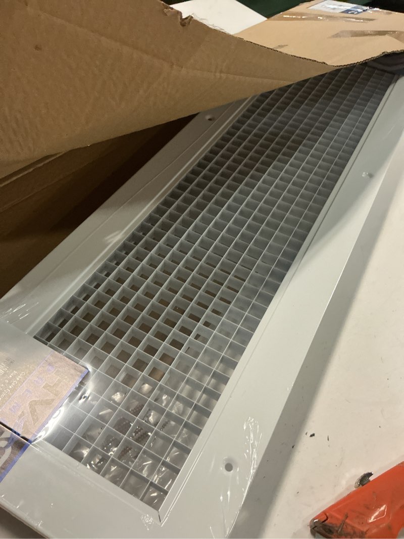 Condition photo showing Good Condition for 6" x 28" or 28" x 6" cube core eggcrate return air grille - aluminum rust proof - hvac vent duct cover - white [outer dimensions: 7.75" x 29.75"] 6 x 28