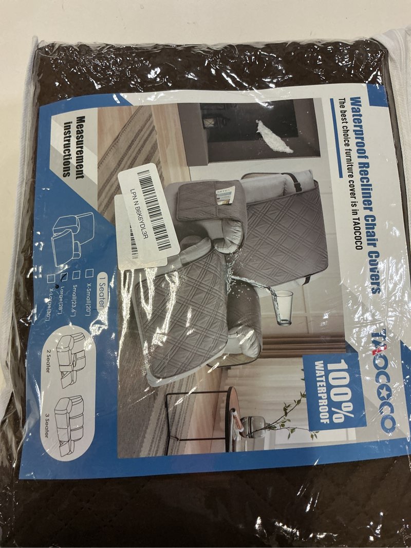 Condition photo showing New/Like New for TAOCOCO 100% Waterproof Recliner Chair Cover, Oversized Recliner Covers for Large Recliner Chair with Double Straps, Non Slip Reclining Chair Cover for Kids, Pets(Oversized Recliner, Chocolate) Chocolate 28''