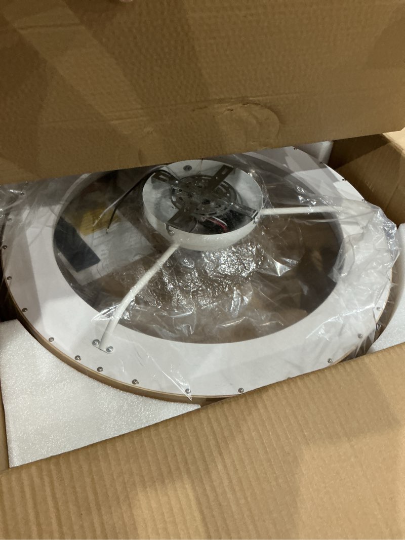 Condition photo showing Good Condition for 24'' ceiling fan with light fandelier flush mount low profile wood ceiling fan with dimmable led light 3 color 6 speeds 24 inch wood