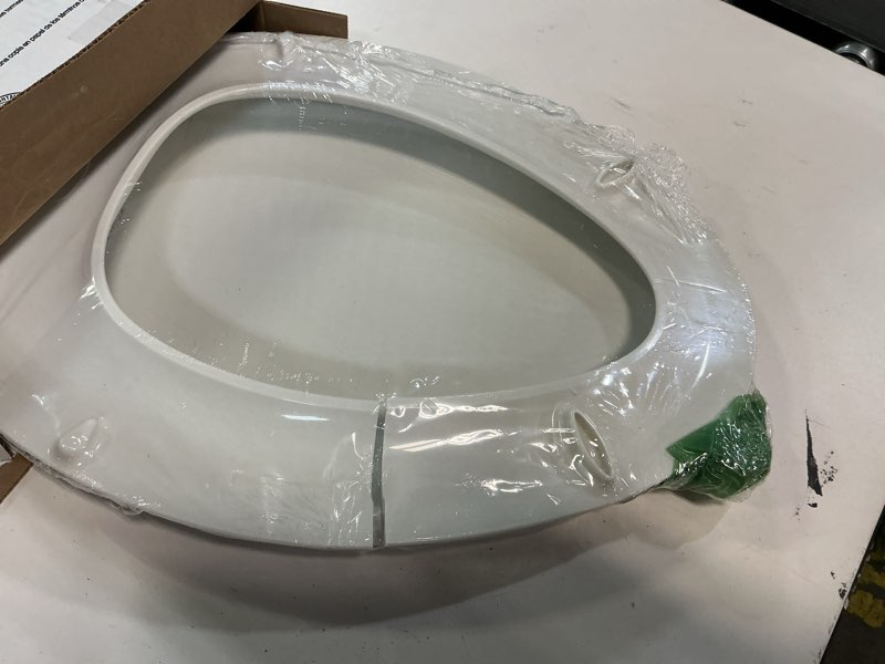 Condition photo showing As Is for KOHLER 4636-RL-0 Cachet ReadyLatch Elongated Toilet Seat Slow Close, Soft Close Toilet Seat Quiet Lid, Contoured Grip-Tight Bumpers Installation Hardware, Apartment Essentials, White White Elongated Ready Latch