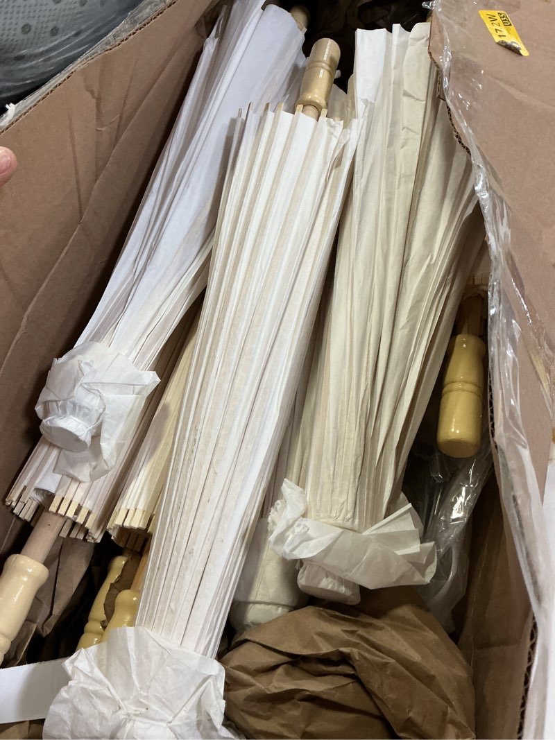 Condition photo showing Good Condition for sadnyy paper umbrellas paper decorative chinese japanese parasol umbrella diy oiled painting umbrellas crafts for wedding bridal party decor white 33 inches 9