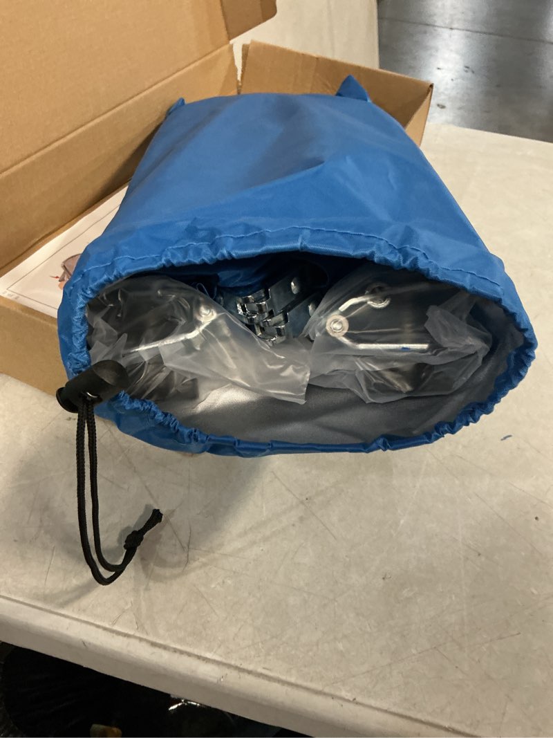 Condition photo showing New/Like New for universal wind-resistant chair umbrella canopy, foldable portable upf 50+ sun shade attachment with adjustable clamp, fits most beach, camping, lawn, sports, tanning, zero gravity chairs, patented
