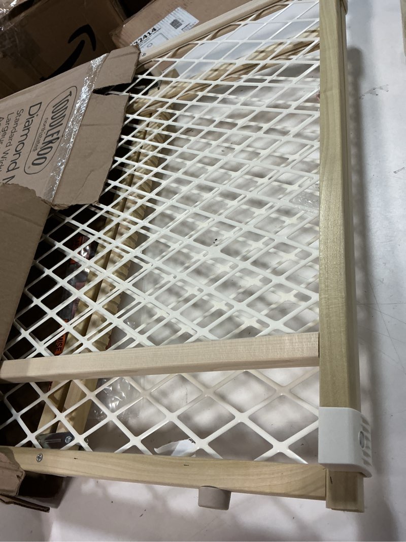 Condition photo showing Good Condition for toddleroo by north states - diamond mesh wooden baby gate: pressure mounted baby gate for doorways - adjustable 26.5 to 42 inches wide - 23 inches tall