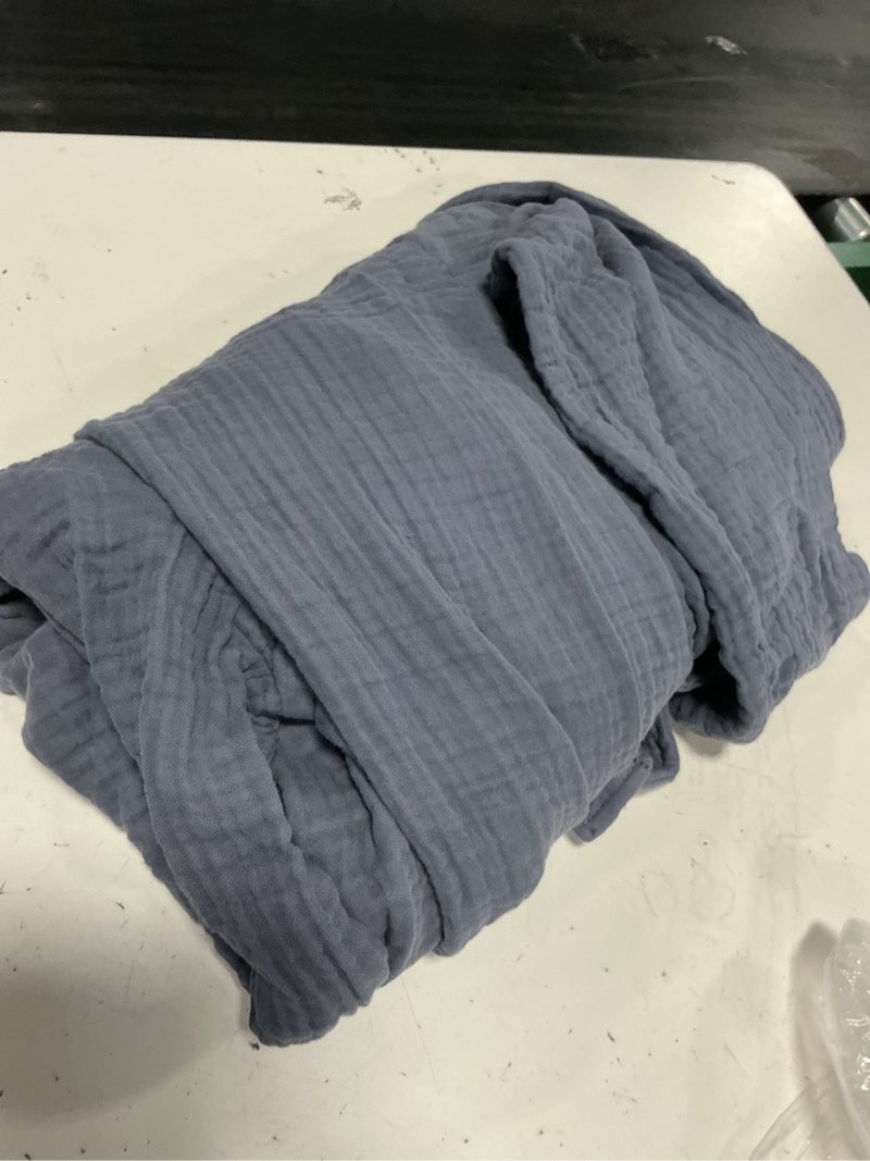 Condition photo showing As Is for soft layered turkish cotton robe, m, twilight blue