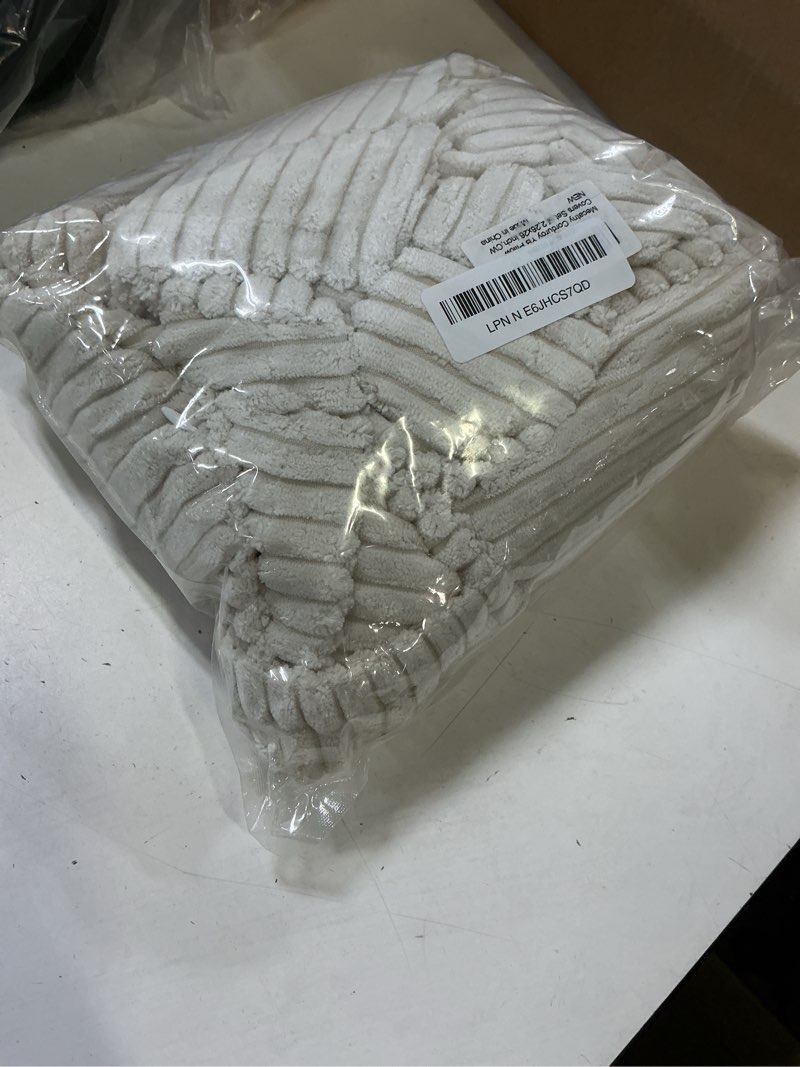 Condition photo showing Good Condition for mecatny corduroy throw pillow covers 26x26 set of 2, neutral decorative soft boho couch pillow covers with broadside for sofa living room, cream white cream white 26" x 26" (pack of 2)