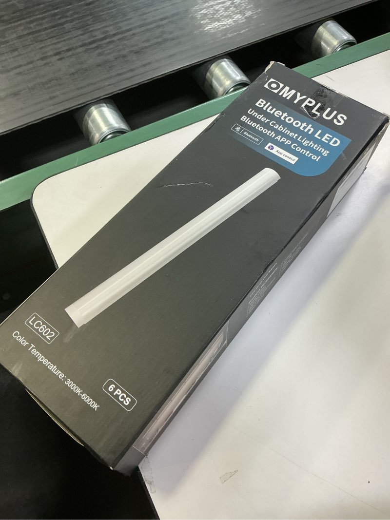 Condition photo showing New/Like New for Under Cabinet Led Light Plug in, 6 PCS 12” Under Cabinet Lighting, 5 Color Temprature Bright Led, App Control and Dimmable 1340 Lm, Under Counter Lights for Kitchen,Cabinet, Counter,Workbench, Desk White Case 12" 6-Bar