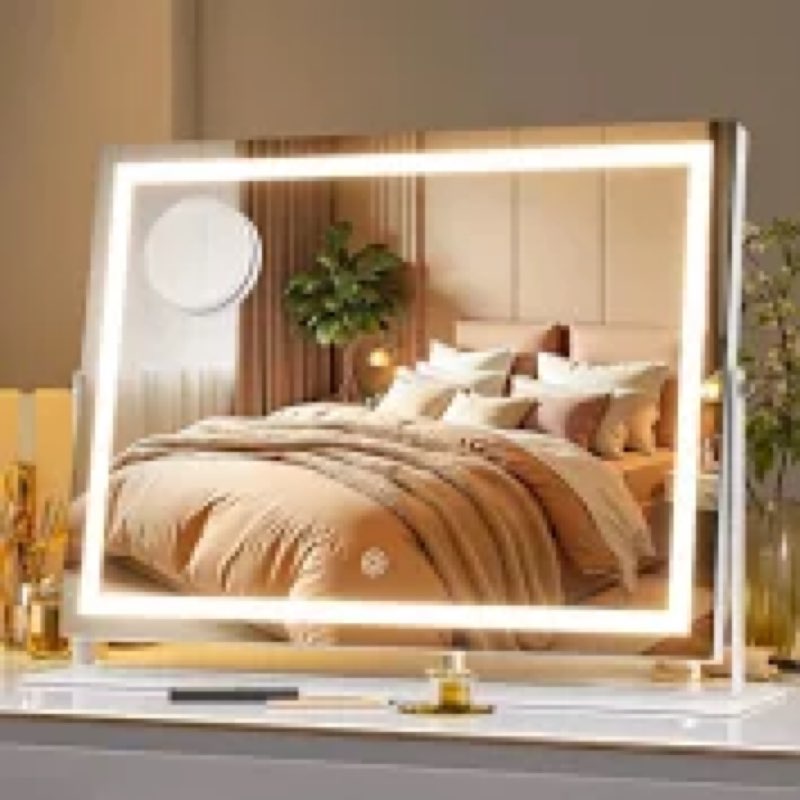 MINISO Vanity Mirror with Lights-15.7" x 11.8" LED Makeup Mirror, 3 Color Modes Touch Control and Br