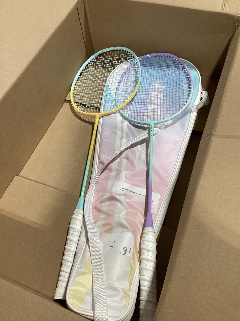 Condition photo showing New/Like New for hiraliy badminton rackets set for backyards, badminton set, includ 2/4 rackets, 6/12 birdies, 1 carrying bag, outdoor game for adult family beginner 2 player(2 racket 6 birdies)