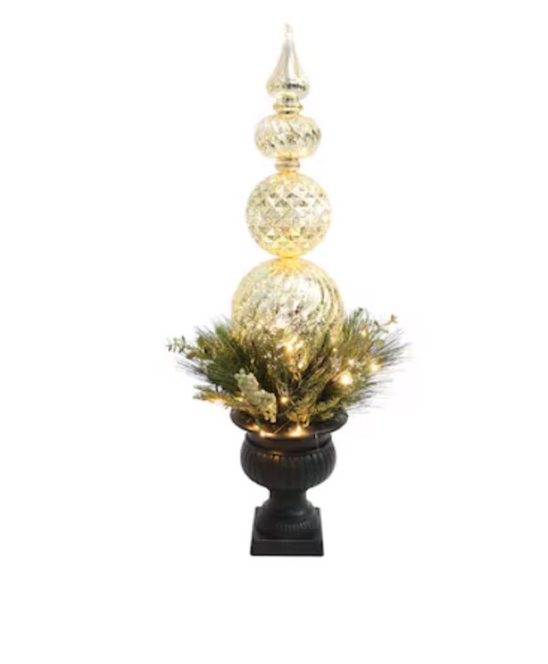 holiday living 3-ft pine pre-lit slim gold artificial christmas tree with white led lights
