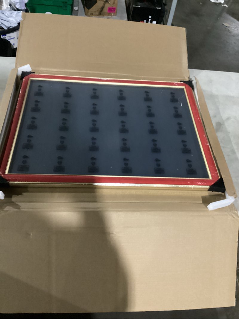 Condition photo showing Good Condition for arc-shaped suede 18x24 frame - single frame, elegant red 18 x 24 poster frame with matte gold double border for artwork, puzzles, photos, and movie posters red 18" x 24"