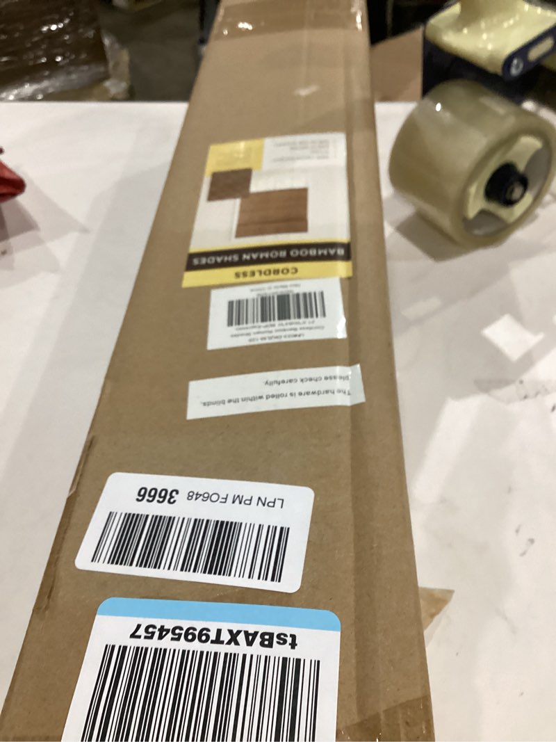 Condition photo showing New/Like New for Cordless Bamboo Roman Shades for Windows, Blinds Size (21.5" W ×64" H) Colour (BDP-Espresso) Bdp-espresso 21.5" W × 64" H