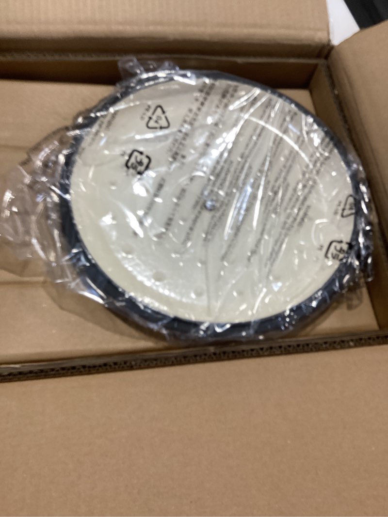 Condition photo showing As Is for amazon basics enameled cast iron dutch oven pot with lid, round, dual handles, heavy-duty, oven safe for stews, roasting, baking, 6-quart, navy navy 6-quart