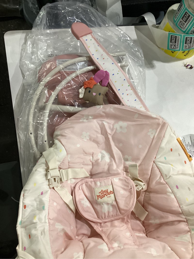 Condition photo showing Good Condition for baby bouncer – baby bouncer seat, infants bouncy seat with music & sensory toys, machine washable seat pad indoor infant seat, ideal for newborns 0-6 months, 20lbs (pink floral)