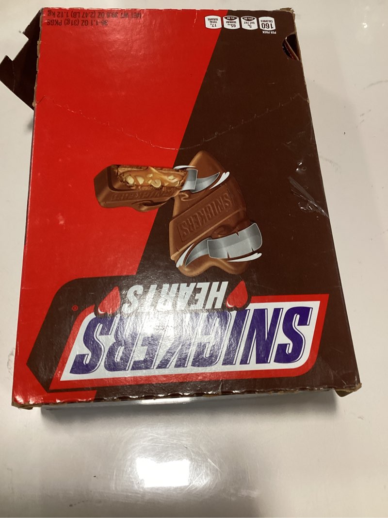 Condition photo showing New/Like New for Snickers Milk Chocolate Hearts, 1.10 oz, Pack of 36,Best,Before,09/2025