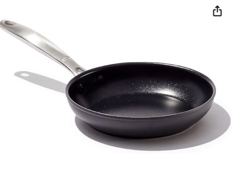 oxo enhanced 8" frying pan skillet, pfas-free ceramic nonstick, durable hard anodized cookware, scra