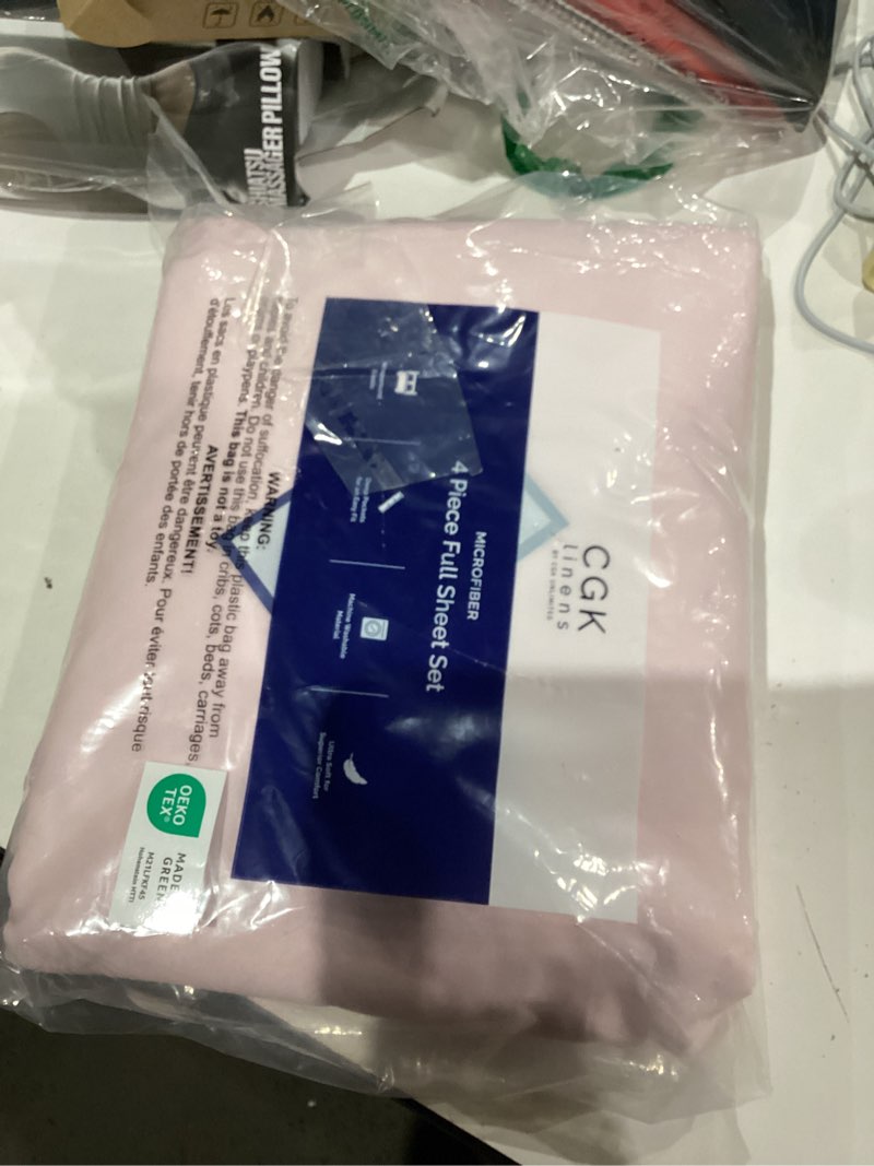 Condition photo showing As Is for Full Size 4 Piece Sheet Set - Comfy Breathable & Cooling Bed Sheets Set - Hotel Luxury Bedding for Women, Men, Kids, Teens, Boys & Girls - Deep Pockets, Soft, Wrinkle Free - Oeko-Tex - Lavender Pink Full 32 - Lavender Pink