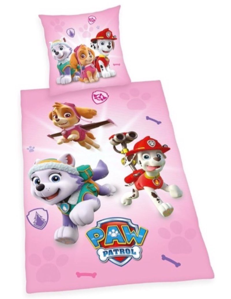 Herding PAW PATROL Bedding Set, Reversible Motif, Duvet Cover 135 x 200 cm, Pillow Case 80 x 80 cm, Cotton/Renforcé